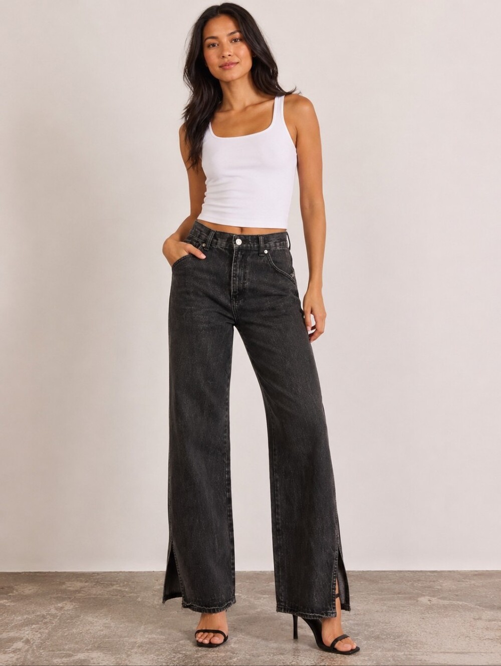 ❤️ GREY LAB SLOUCHY 90's WIDE LEG JEANS, SPLIT HEM, 0 (25)